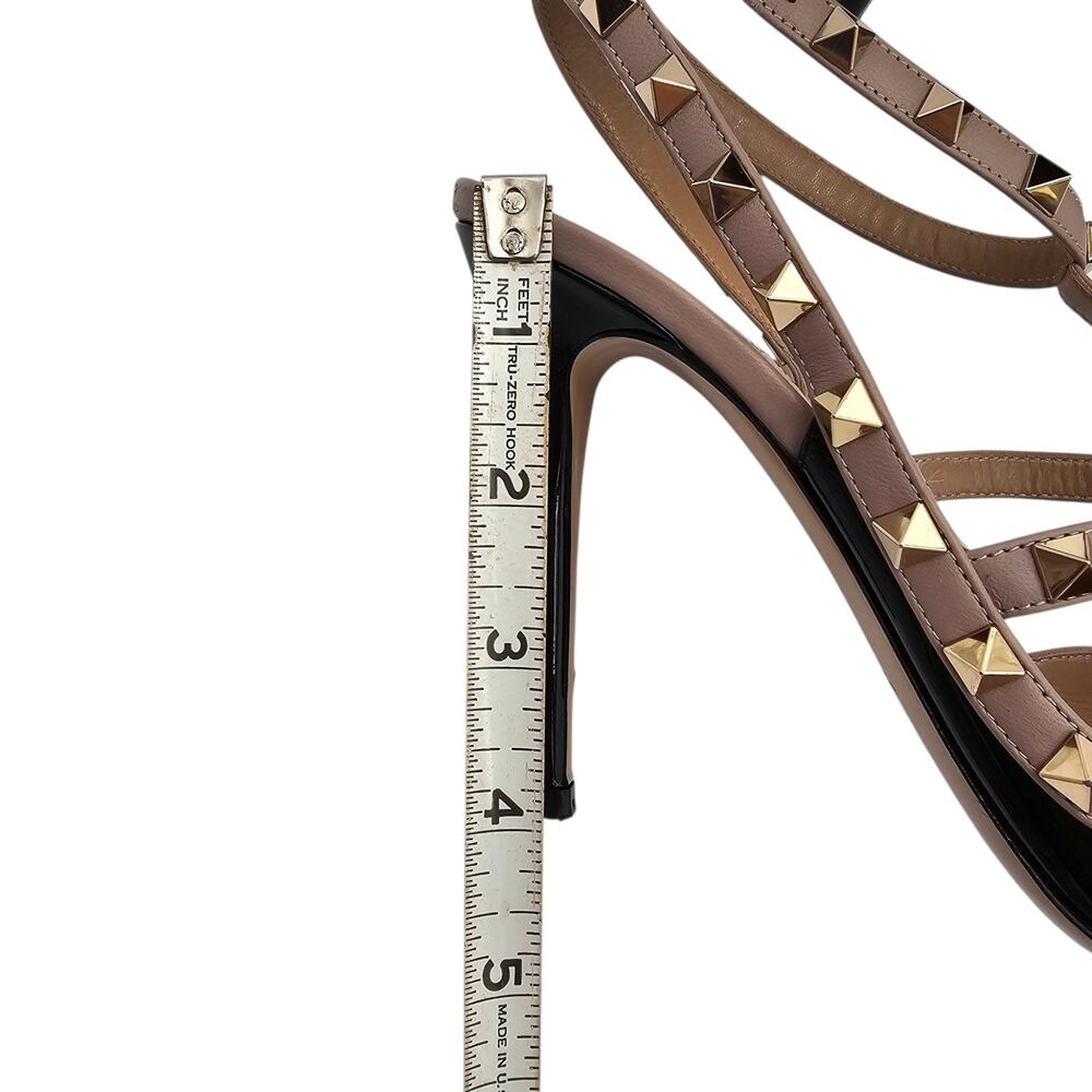 Valentino Garavani Rockstud Heel Pump Cage Black Patent Leather Tan Size 40 10 - Picture 13 of 16